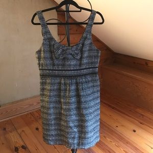 Tibi Gray Woven Dress with Bow, EUC, 12